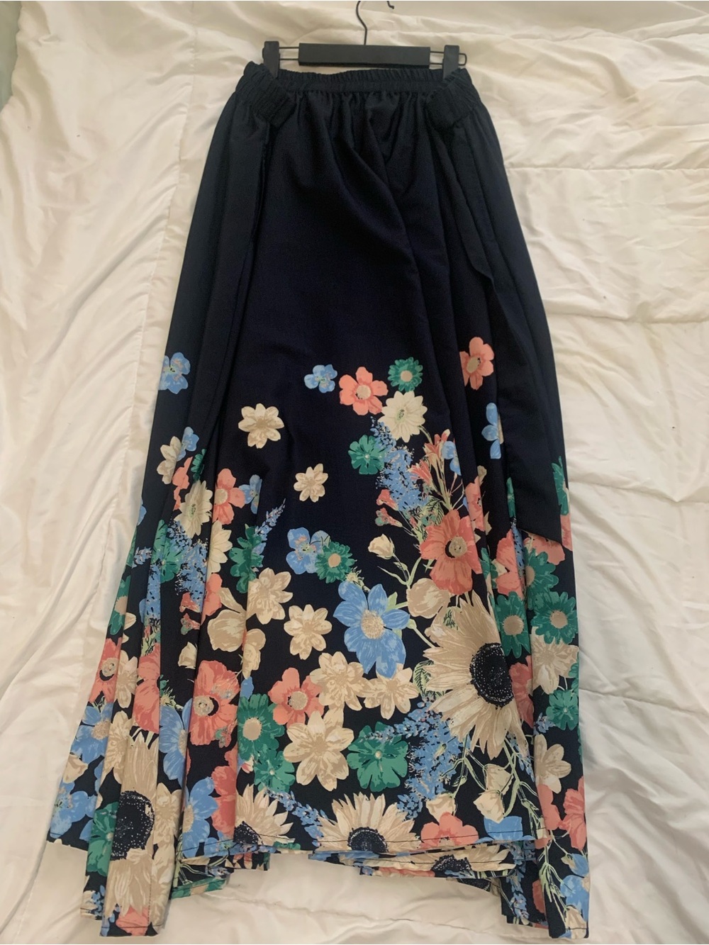 Cato Black Maxi Skirt with Multicolor Floral Border